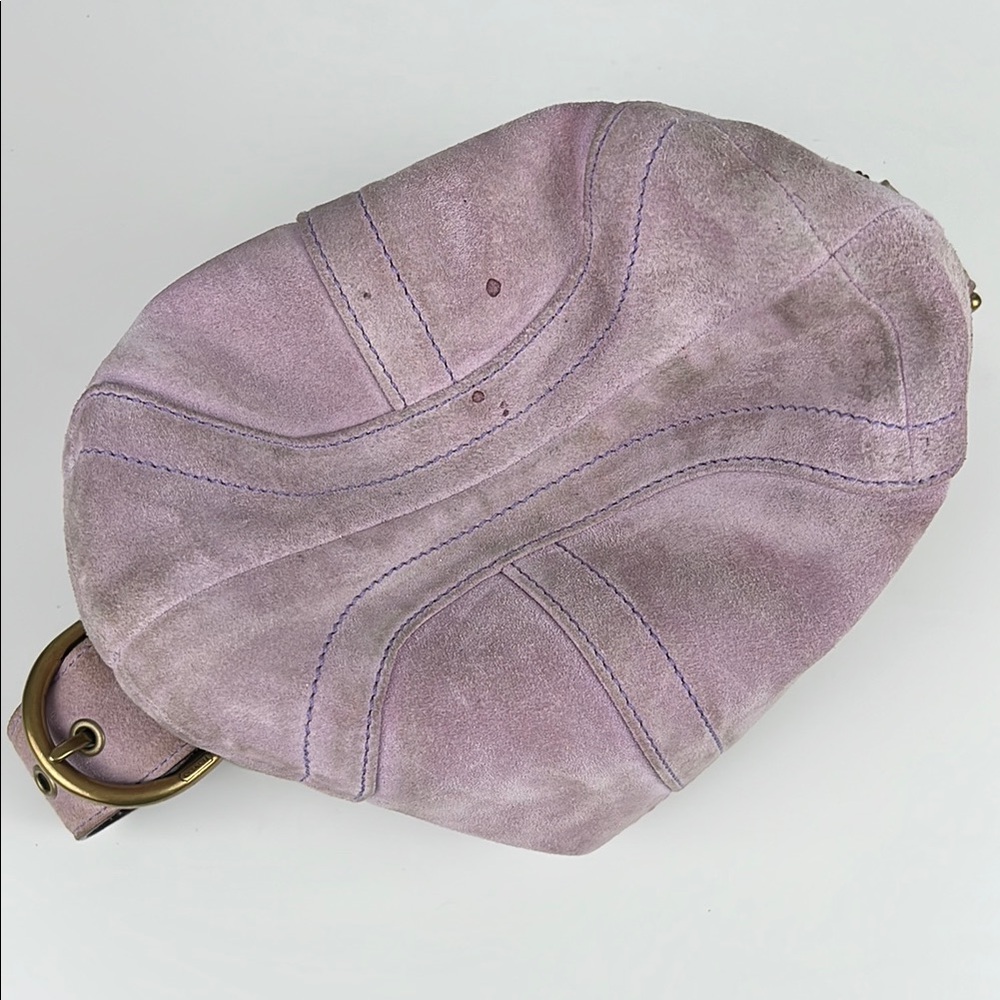 Coach Y2K Suede Pastel Lavender Pink Mini Small Hobo Shoulder Bag 9658 - Picture 10 of 16